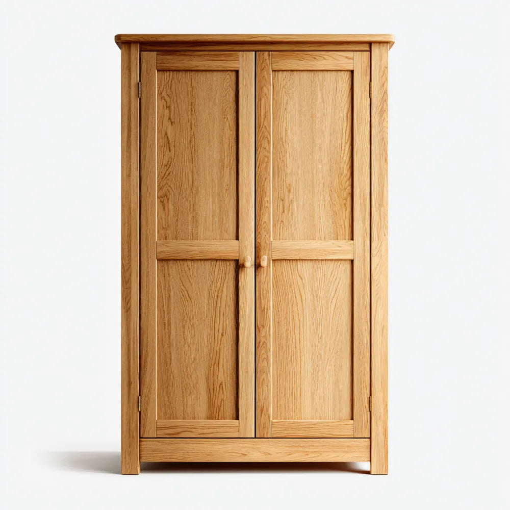 Wardrobe Solid Oak 180x90x60 cm - Natural Finish - Contemporary Design