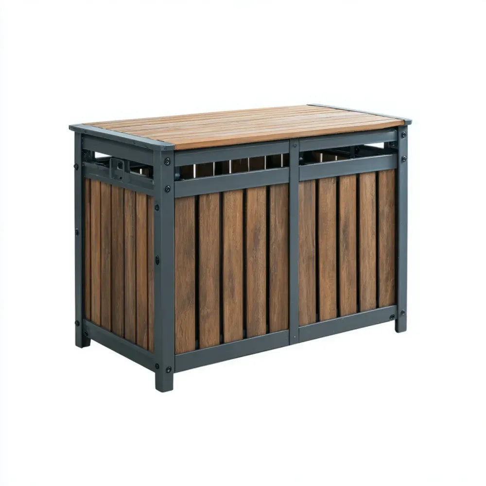 Outdoor Storage Box Metal Frame 120x60x80 cm - Brown/Black - Modern Design