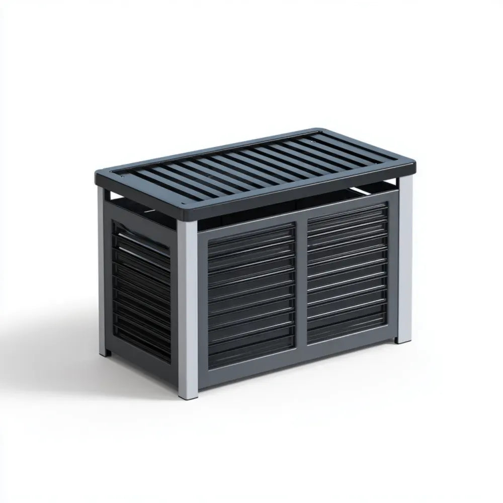 Outdoor Storage Box – Steel Frame 90x45x50 cm – Black – Weather-Resistant