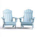 Patio Lounge Chairs Set with Wooden Finish 90x75x88 cm – Light Blue – Classic Design