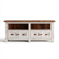 TV Stand Wood 120x40x50 cm - White/Brown - Rustic Vintage Style