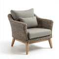 Patio Lounge Chair - Woven Rattan with Cushions - Beige - Modern Design 80x75x85 cm
